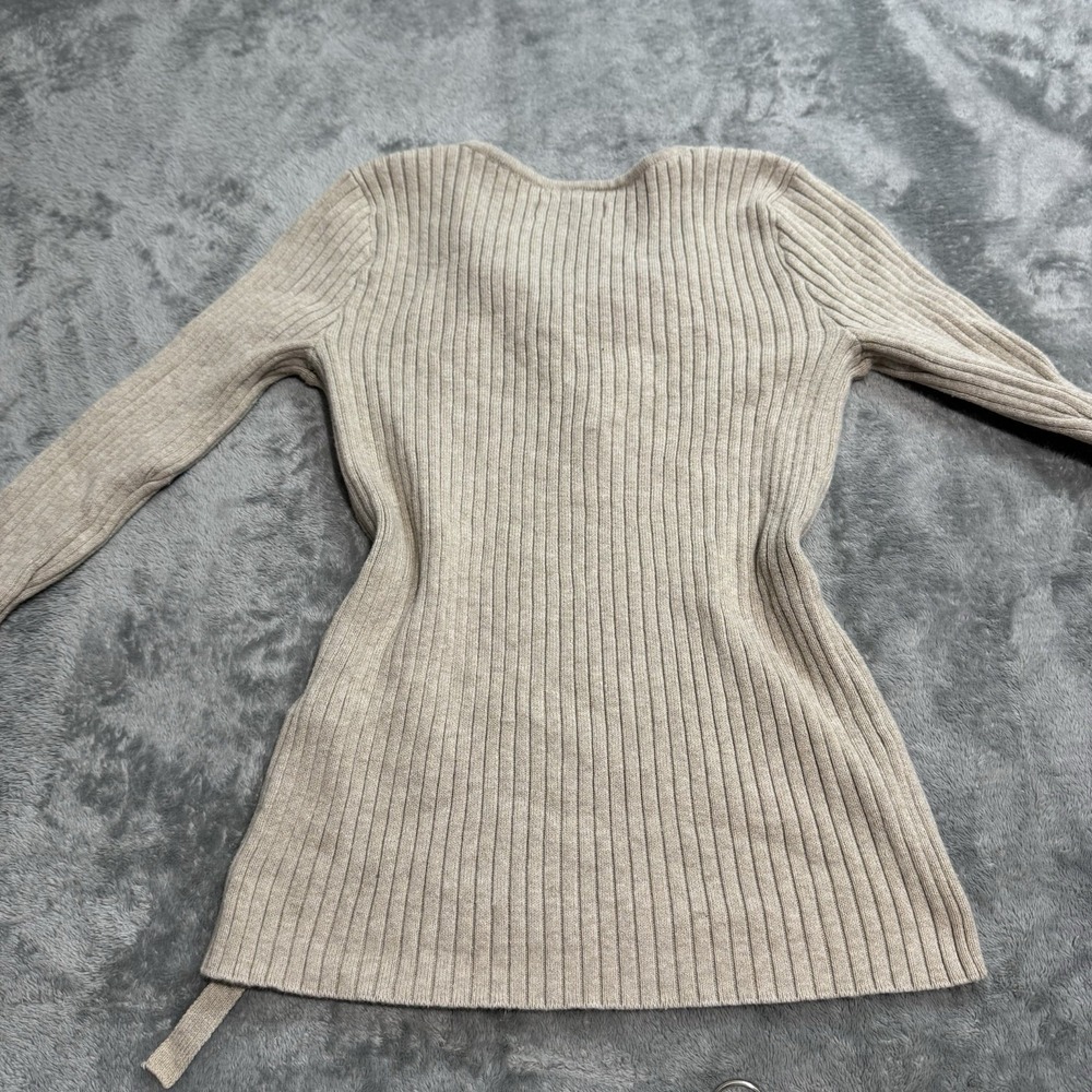VTG Y2K Hollister Tie Front Ribbed Longsleeve Top Size XS Indie Western Casual - Picture 6 of 8